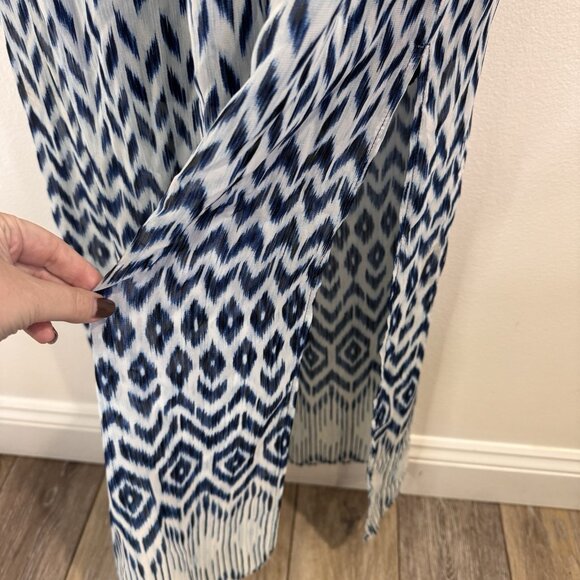 Vintage Y2K NEW City Triangles Maxi Dress L Diamond Blue White Gold Boho Beach - Picture 8 of 12